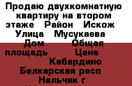 Продаю двухкомнатную квартиру на втором этаже › Район ­ Искож › Улица ­ Мусукаева › Дом ­ 30 › Общая площадь ­ 34 › Цена ­ 1 900 000 - Кабардино-Балкарская респ., Нальчик г. Недвижимость » Квартиры продажа   . Кабардино-Балкарская респ.,Нальчик г.